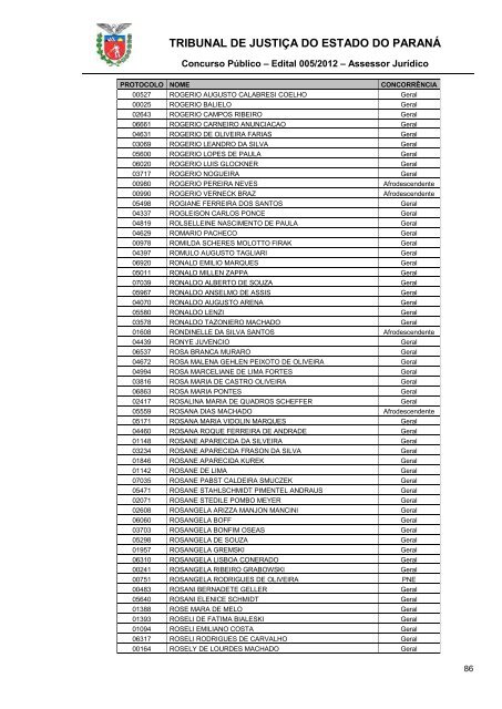 TRIBUNAL DE JUSTIÇA DO ESTADO DO PARANÁ - NC- UFPR