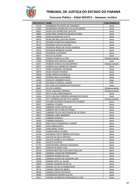 TRIBUNAL DE JUSTIÇA DO ESTADO DO PARANÁ - NC- UFPR