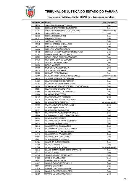 TRIBUNAL DE JUSTIÇA DO ESTADO DO PARANÁ - NC- UFPR