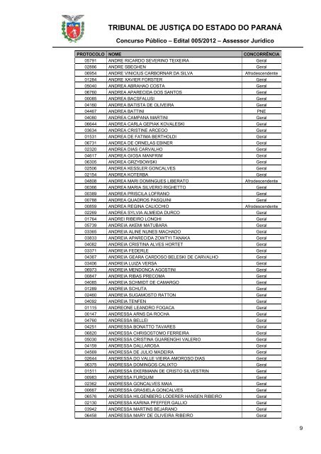 TRIBUNAL DE JUSTIÇA DO ESTADO DO PARANÁ - NC- UFPR