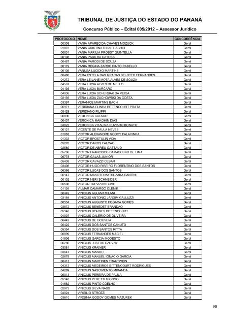 TRIBUNAL DE JUSTIÇA DO ESTADO DO PARANÁ - NC- UFPR