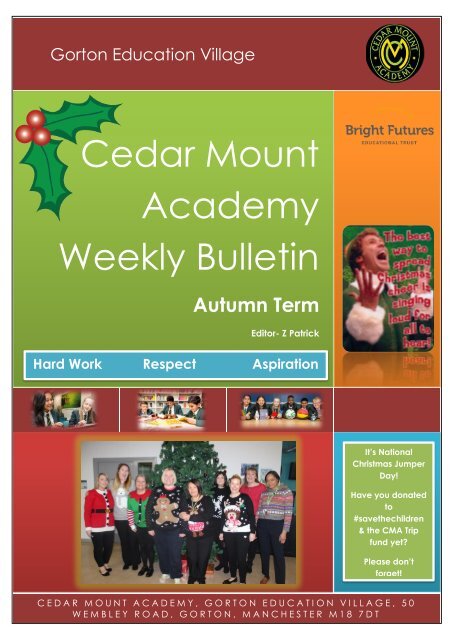 Cedar Mount Academy Weekly Bulletin