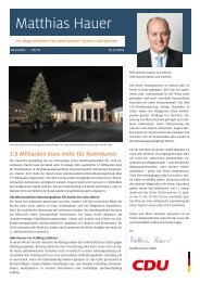 Newsletter Matthias Hauer MdB