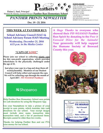 PANTHER PRINTS NEWSLETTER