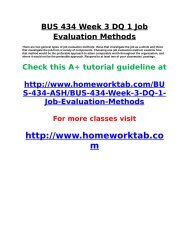 BUS 434 Week 3 DQ 1 Job Evaluation Methods