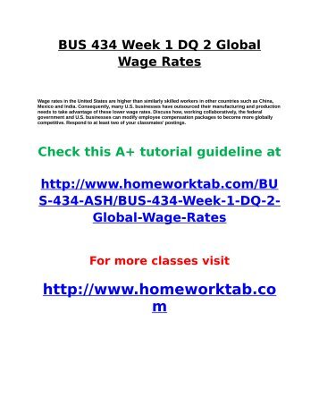 BUS 434 Week 1 DQ 2 Global Wage Rates