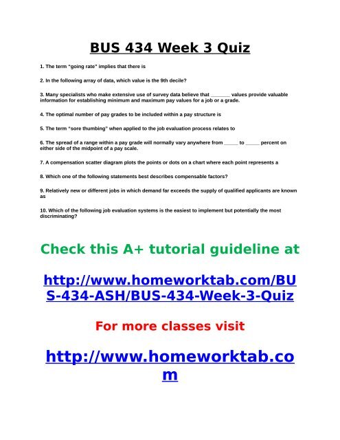 BUS 434 Week 3 Quiz