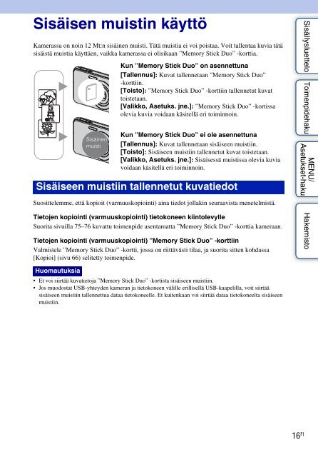 Sony DSC-W190 - DSC-W190 Istruzioni per l'uso Finlandese