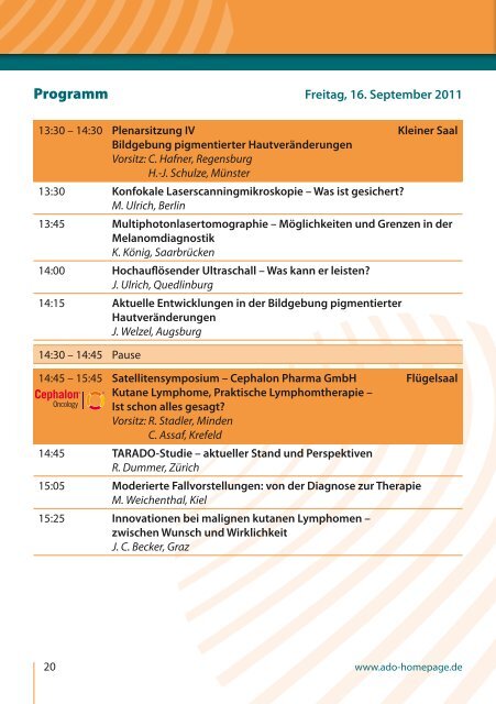 Hauptprogramm 21.Deutscher Hautkrebs- Kongress 2011 ADO ...