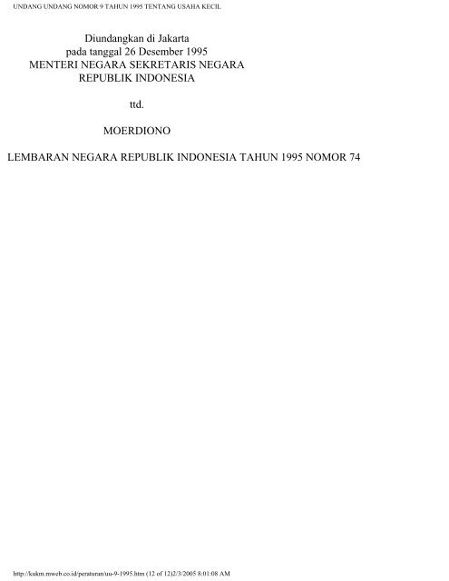 undang undang nomor 9 tahun 1995 tentang usaha kecil