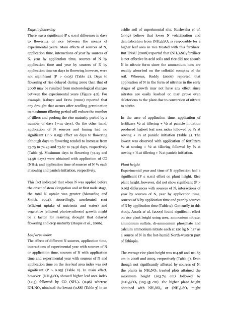 Effects of nitrogen sources and application time on yield attributes, yield and grain protein of rain-fed NERICA-3 rice in Gambella, Ethiopia - IJAAR