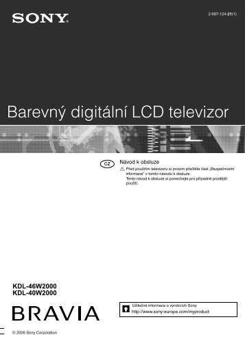 Sony KDL-40W2000 - KDL-40W2000 Istruzioni per l'uso Ceco