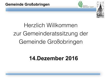 Gemeinderat-Sitzung vom 14.Dezember 2016 