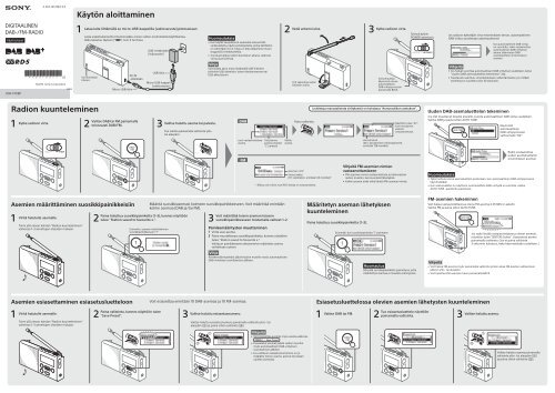 Sony XDR-P1DBP - XDR-P1DBP Istruzioni per l'uso Finlandese