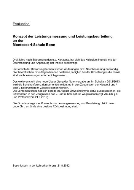 Konzept der Leistungsmessung und Leistungsbeurteilung an der ...