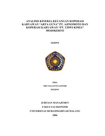 analisis kinerja keuangan koperasi karyawan - Universitas ...