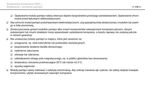 Sony VGN-AW31XY - VGN-AW31XY Istruzioni per l'uso Polacco