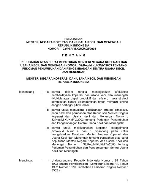 Permen_2005_11_23_Ju.. - Kementerian Negara Koperasi dan UKM