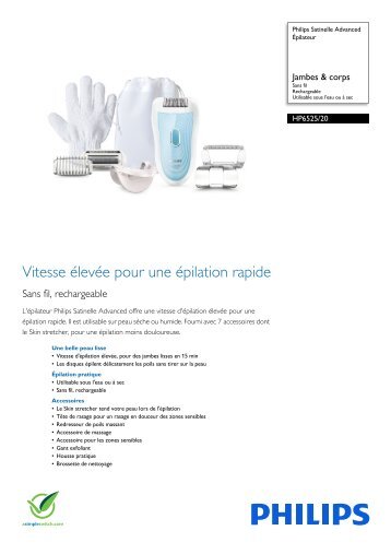 Philips Satinelle Advanced Ãpilateur - Fiche Produit - FRA