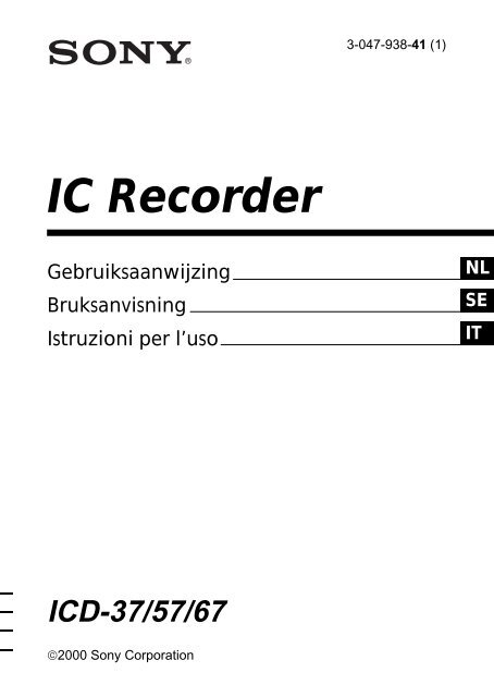 Sony ICD-57 - ICD-57 Istruzioni per l'uso