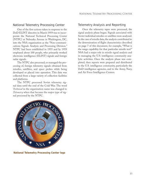 Telemetry Intelligence (TELINT) During the Cold War