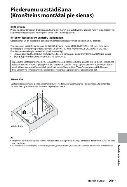 Sony KDL-46HX758 - KDL-46HX758 Istruzioni per l'uso Lettone