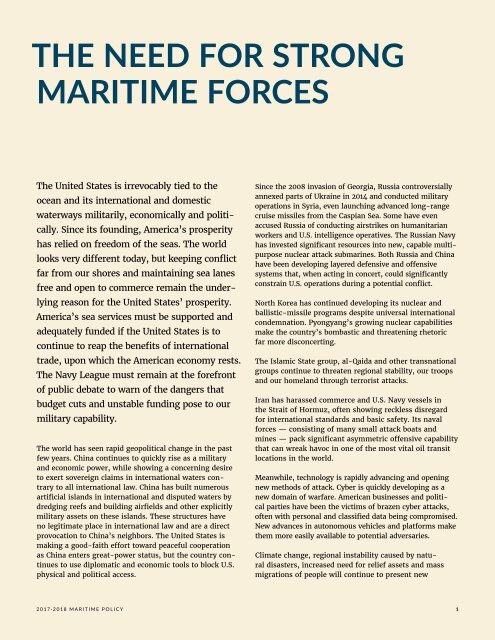 ENSURING STRONG SEA SERVICES FOR A MARITIME NATION