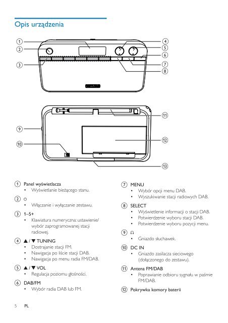 Philips Radio portable - Mode d&rsquo;emploi - POL