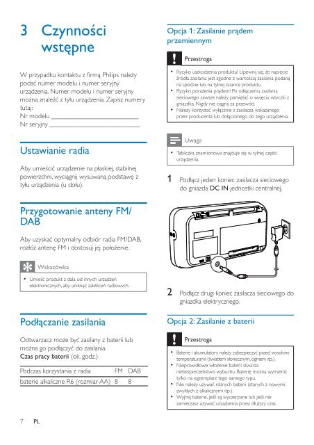 Philips Radio portable - Mode d&rsquo;emploi - POL