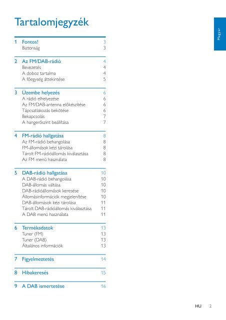 Philips Radio portable - Mode d&rsquo;emploi - HUN