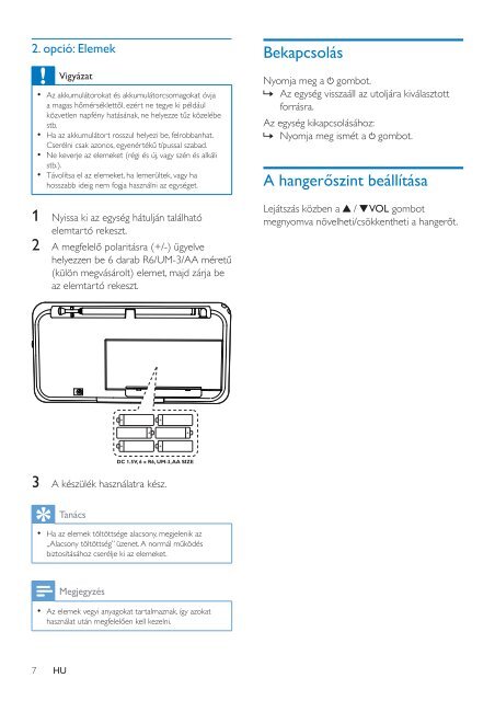 Philips Radio portable - Mode d&rsquo;emploi - HUN