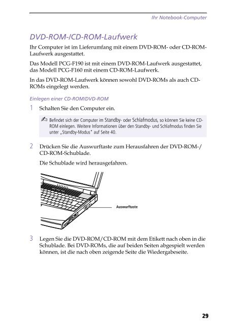 Sony PCG-F190 - PCG-F190 Istruzioni per l'uso Tedesco