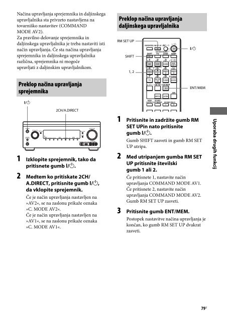 Sony STR-DA2800ES - STR-DA2800ES Istruzioni per l'uso Sloveno