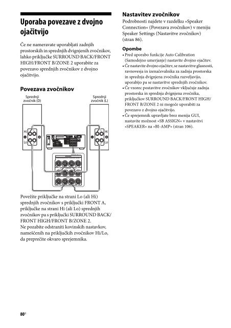 Sony STR-DA2800ES - STR-DA2800ES Istruzioni per l'uso Sloveno