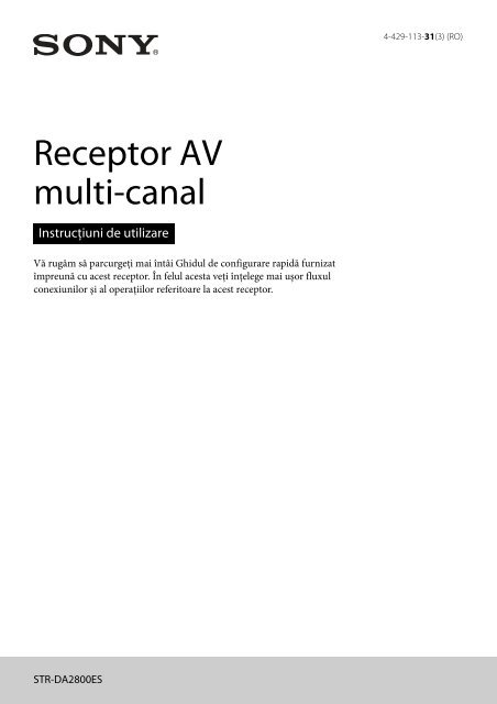 Sony STR-DA2800ES - STR-DA2800ES Istruzioni per l'uso Rumeno