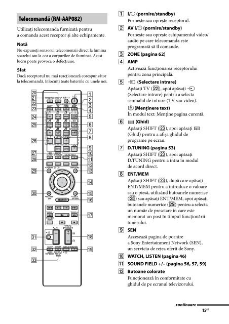 Sony STR-DA2800ES - STR-DA2800ES Istruzioni per l'uso Rumeno