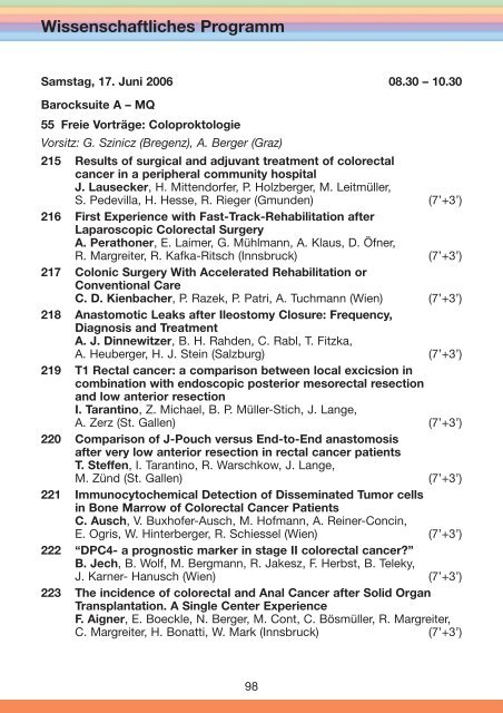 47. Österreichischer Chirurgenkongress - 54. Österreichischer ...