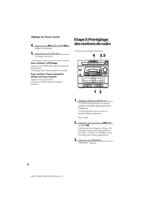 Sony LBT-G1 - LBT-G1 Istruzioni per l'uso Francese