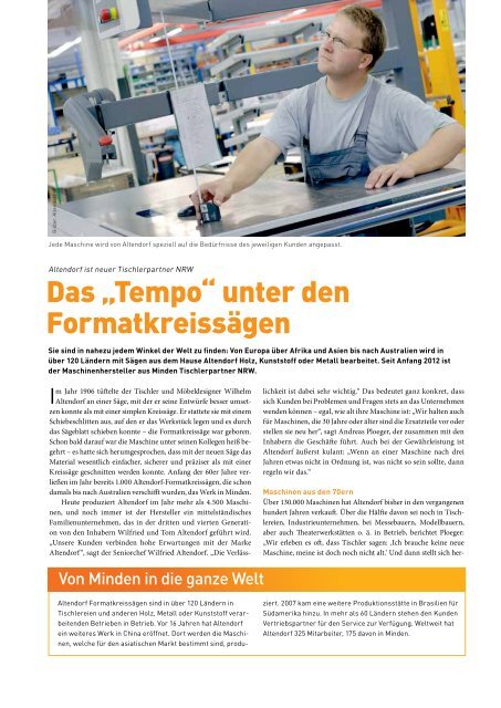 Das „Tempo“ unter den Formatkreissägen - Altendorf