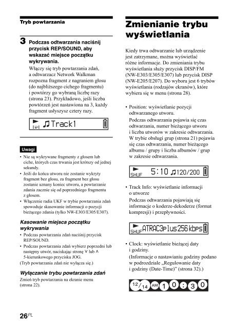 Sony NW-E307 - NW-E307 Istruzioni per l'uso Polacco