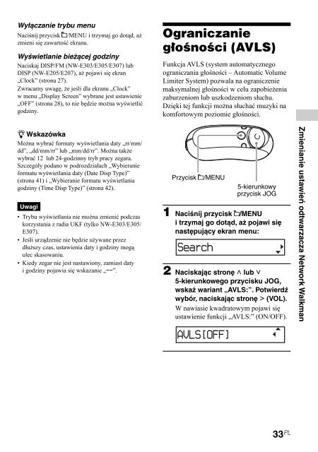 Sony NW-E307 - NW-E307 Istruzioni per l'uso Polacco