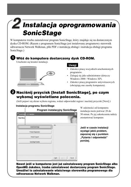 Sony NW-E307 - NW-E307 Istruzioni per l'uso Polacco