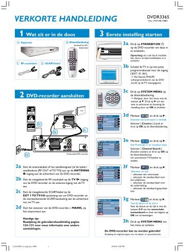 Philips Lecteur/enregistreur de DVD - Guide de mise en route - NLD