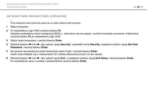 Sony VGN-CS31MR - VGN-CS31MR Istruzioni per l'uso Polacco