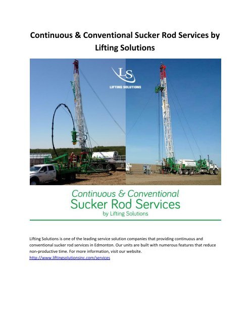 Continuous & Conventional Sucker Rod Services by Lifting Solutions