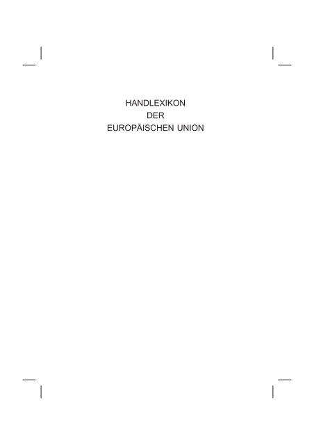 HANDLEXIKON DER EUROPÄISCHEN UNION - Omnia