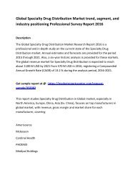 Global Specialty Drug Distribution Market trend, segment, and industry positioning Professional Survey Report 2016