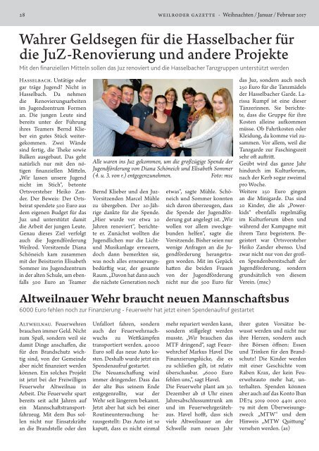 Weilroder Gazette Januar/Februar 2017