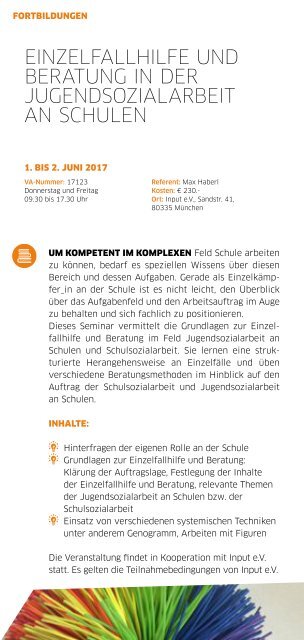Bildungszentrum Burg Schwaneck Fortbildungsprogramm 2017