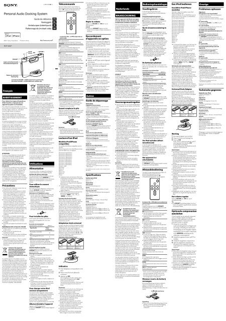 Sony RDP-M5iP - RDP-M5IP Istruzioni per l'uso Francese